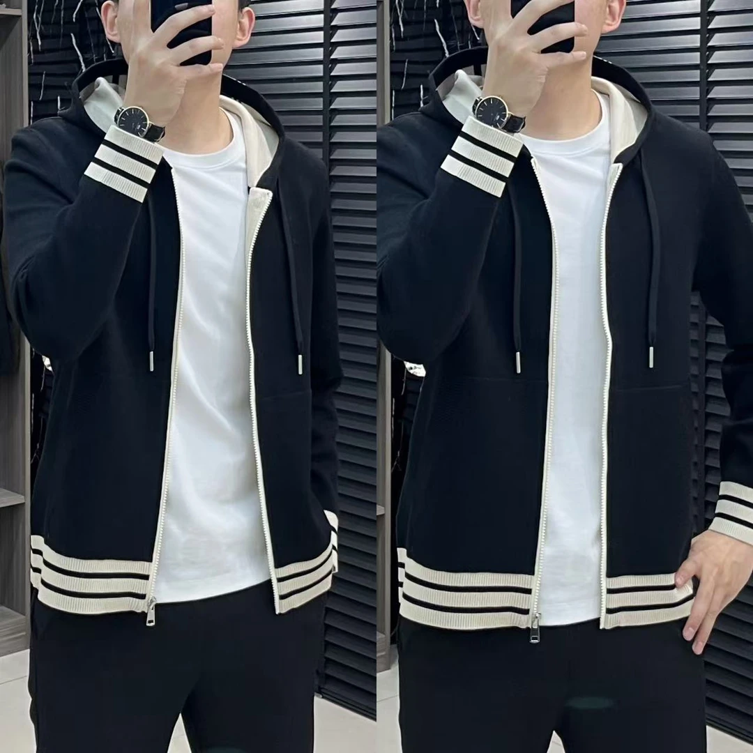 HOUES男装/DL2025春季新款89110/发布男士时尚休闲百搭连帽针织衫