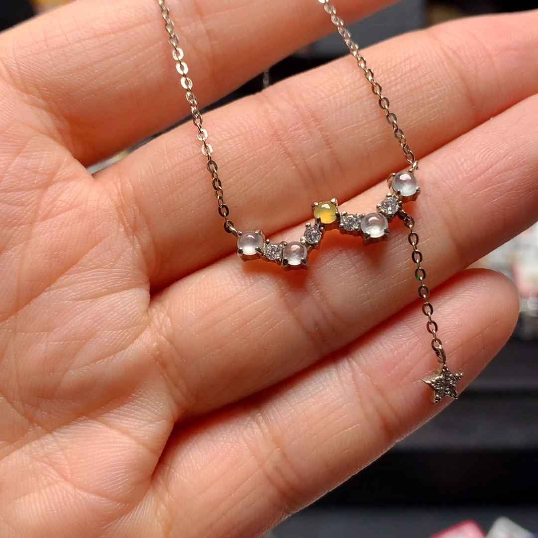 翡翠戒指银S925镶嵌套链