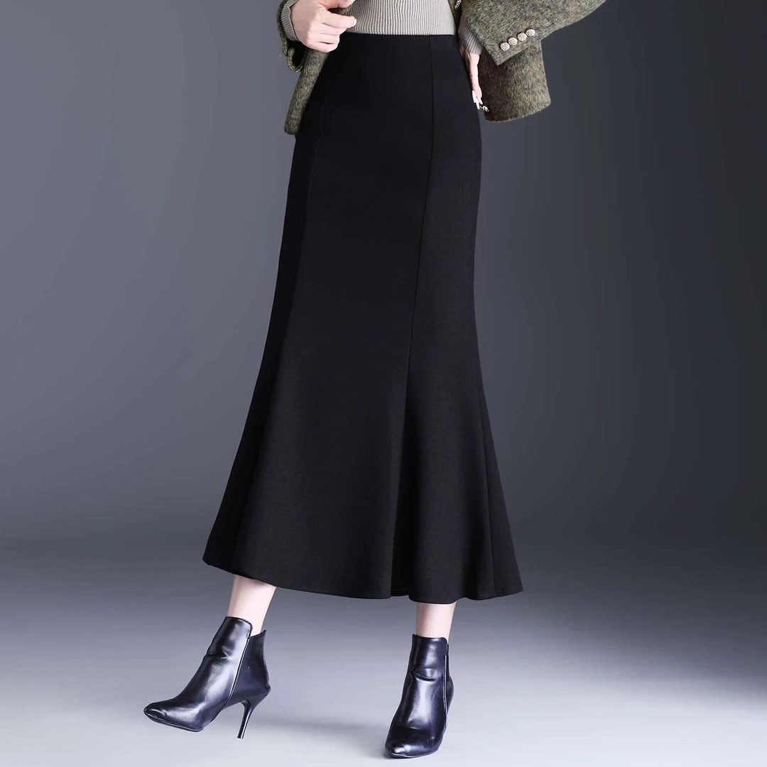高级感毛呢鱼尾半身长裙女秋冬2025新款绝美巨好看气质高腰包臀裙