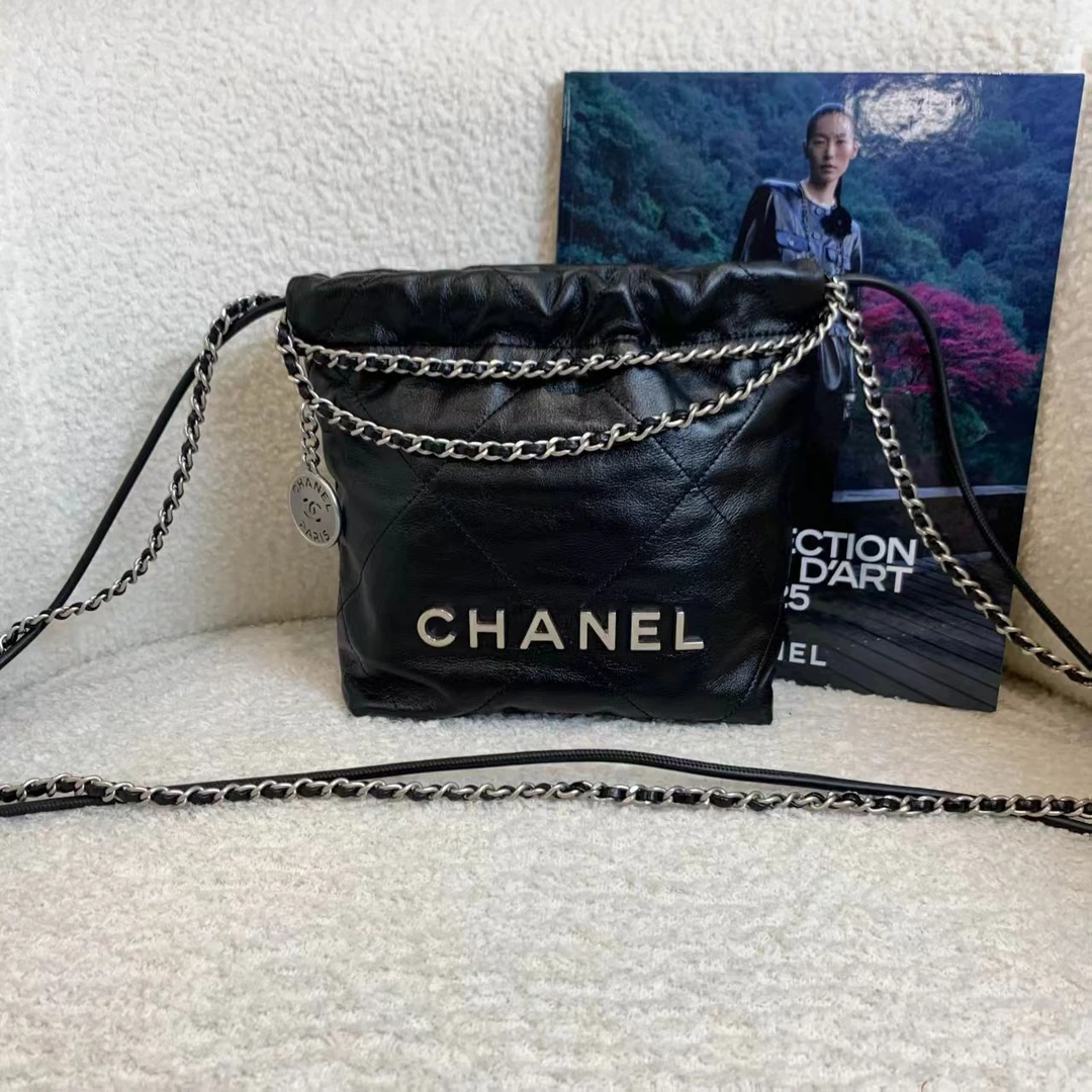 99新 Chanel/香奈儿 壹臻/25C黑银牛22bag mini 18845572
