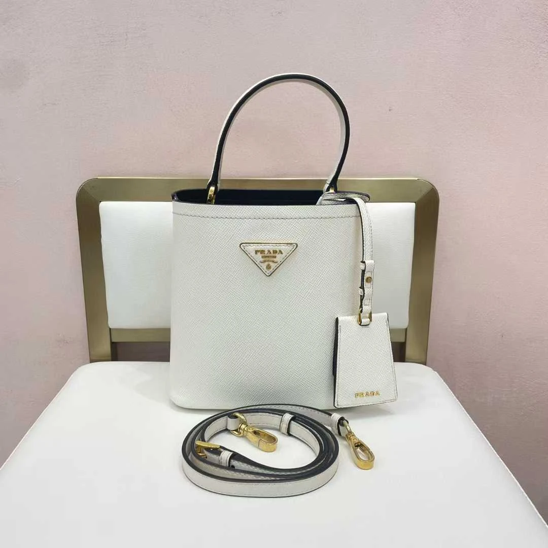 99新 Prada/普拉达  十字纹水桶包/BGD402060010【白菜】98新