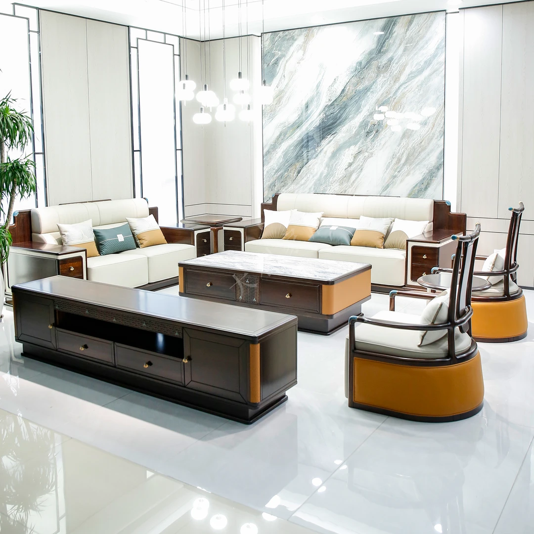 （大利家具）003-YK901沙发组合K901茶几K901电视柜黑檀木成套中式