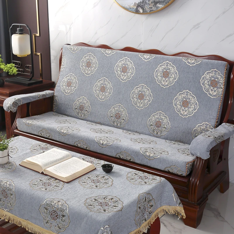 带靠背加厚海绵红木实木沙发垫坐垫可拆洗单三人防滑秋冬连体