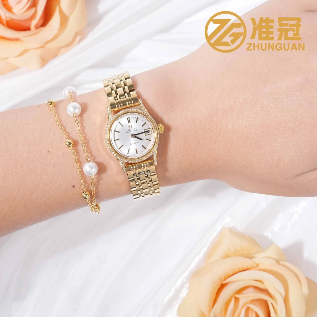 95新 Omega/欧米茄 22mm日内瓦系列FN5973自动机械后钻名表