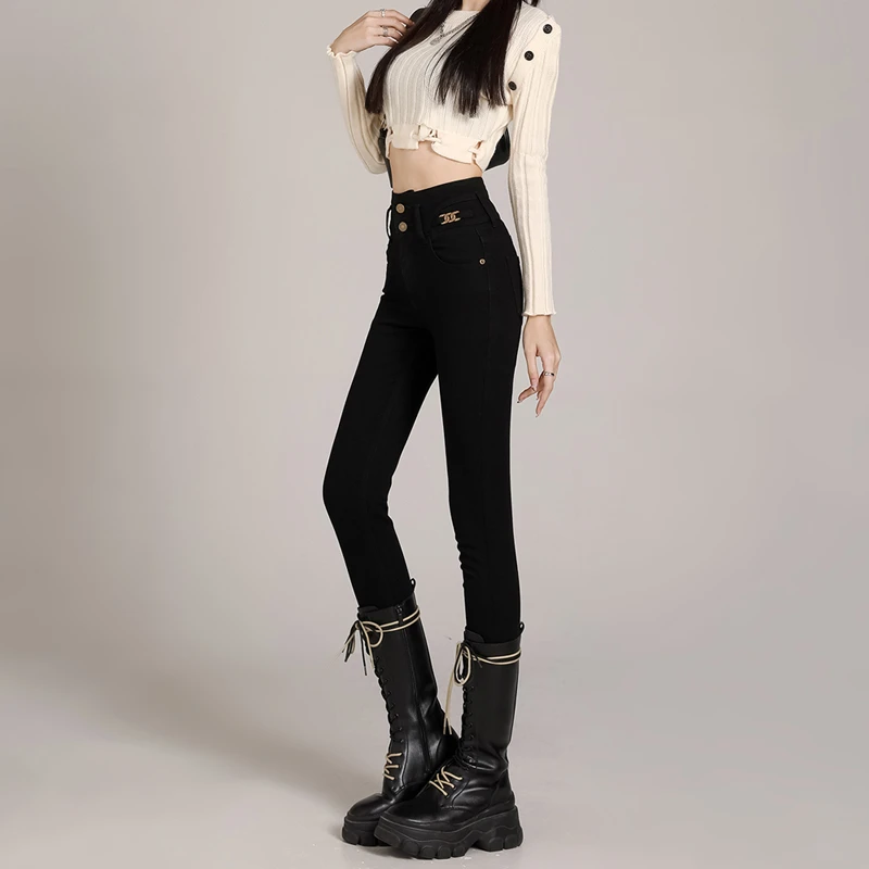 JS3219显瘦超高腰牛仔裤女2025紧身靴子小个子显高铅笔小脚弹力
