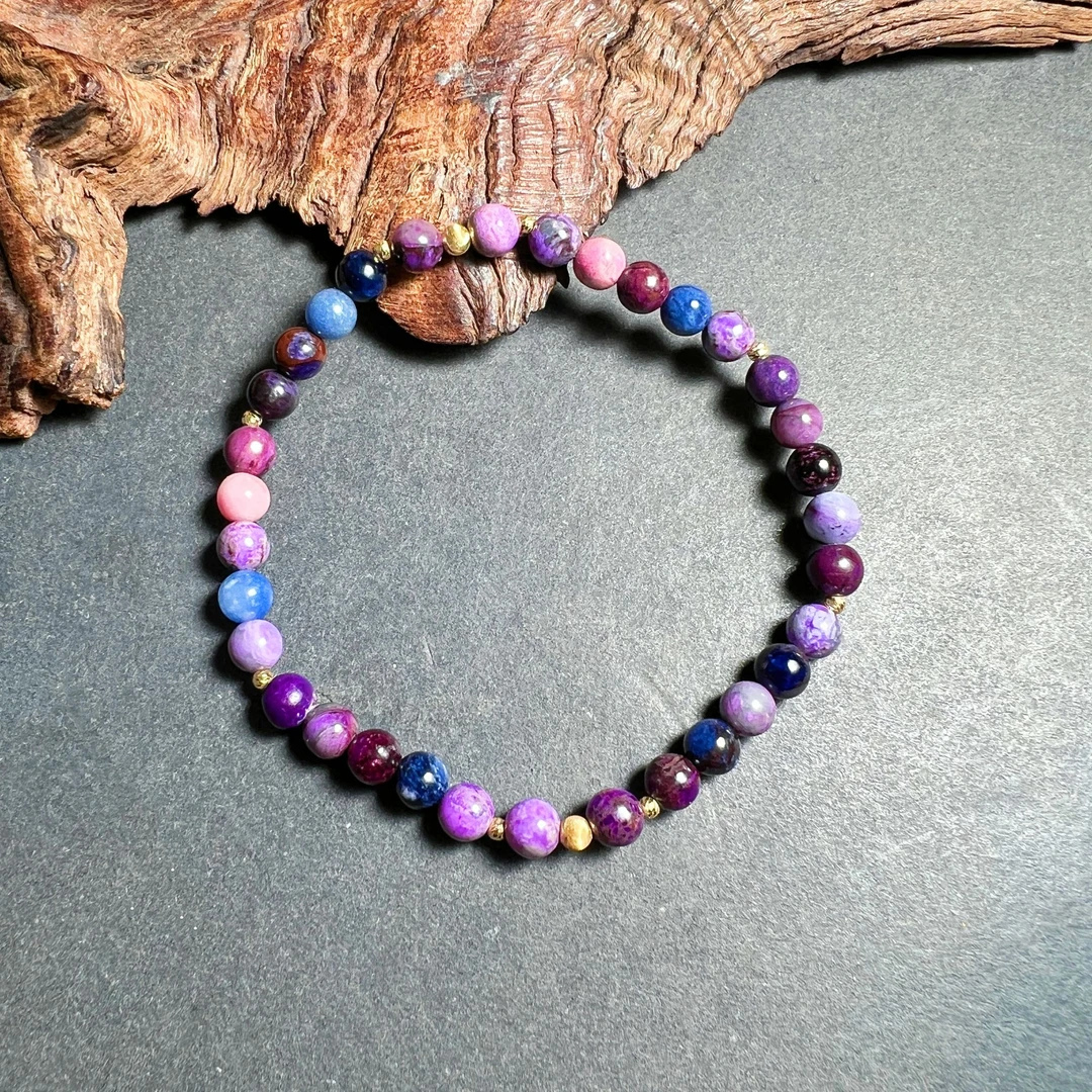 【耿总珠宝】天然舒俱来樱花紫多宝圆珠手串18K多样性发一D0307