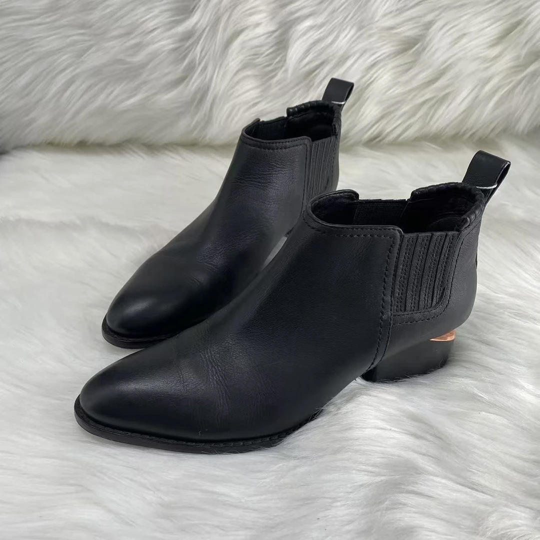 ALEXANDER WANG36码/仔仔/无配件/黑色尖头切尔西秋冬时尚短靴502
