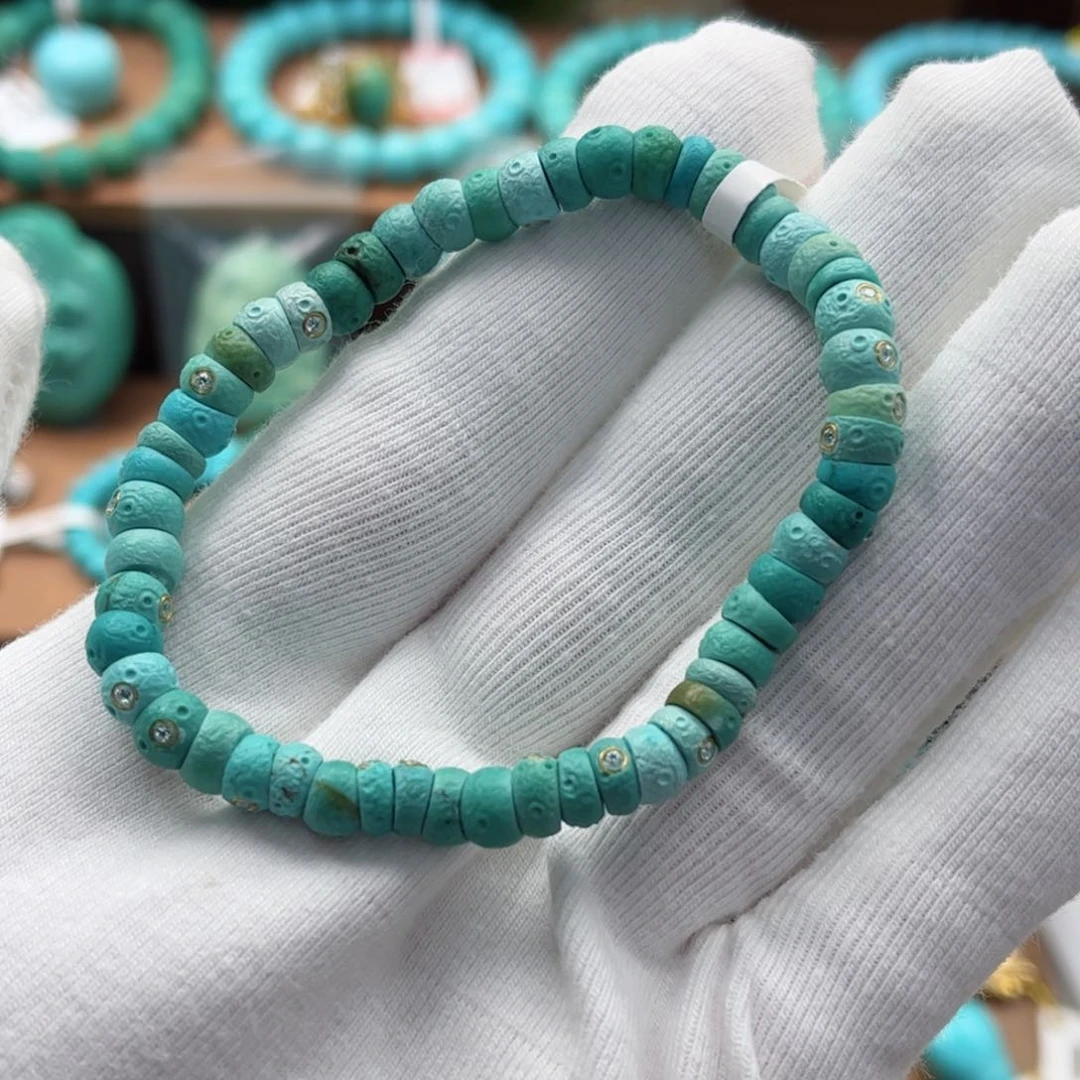绿松石18K金镶嵌大肠手串