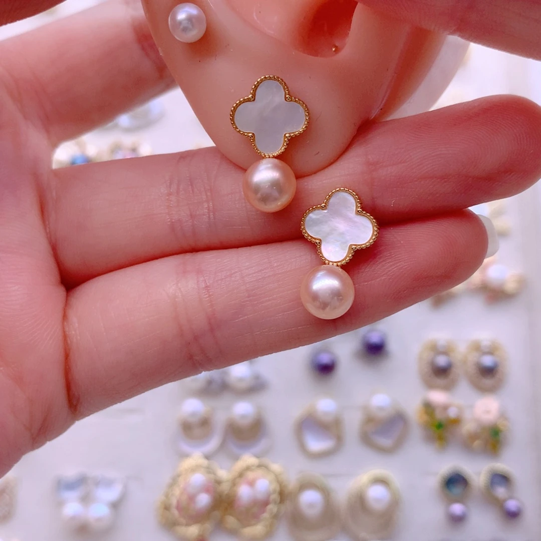 合金淡水珍珠耳饰