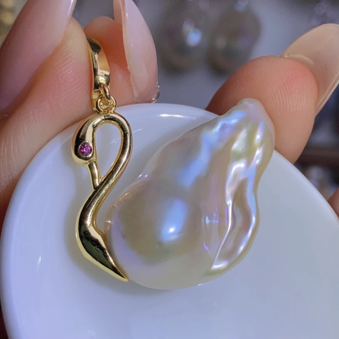 银S925镶嵌天然淡水珍珠淡水珍珠