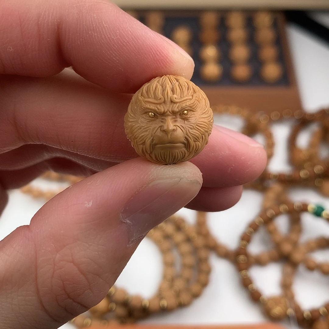 猴头核桃手串玄*、镶金手工悟空