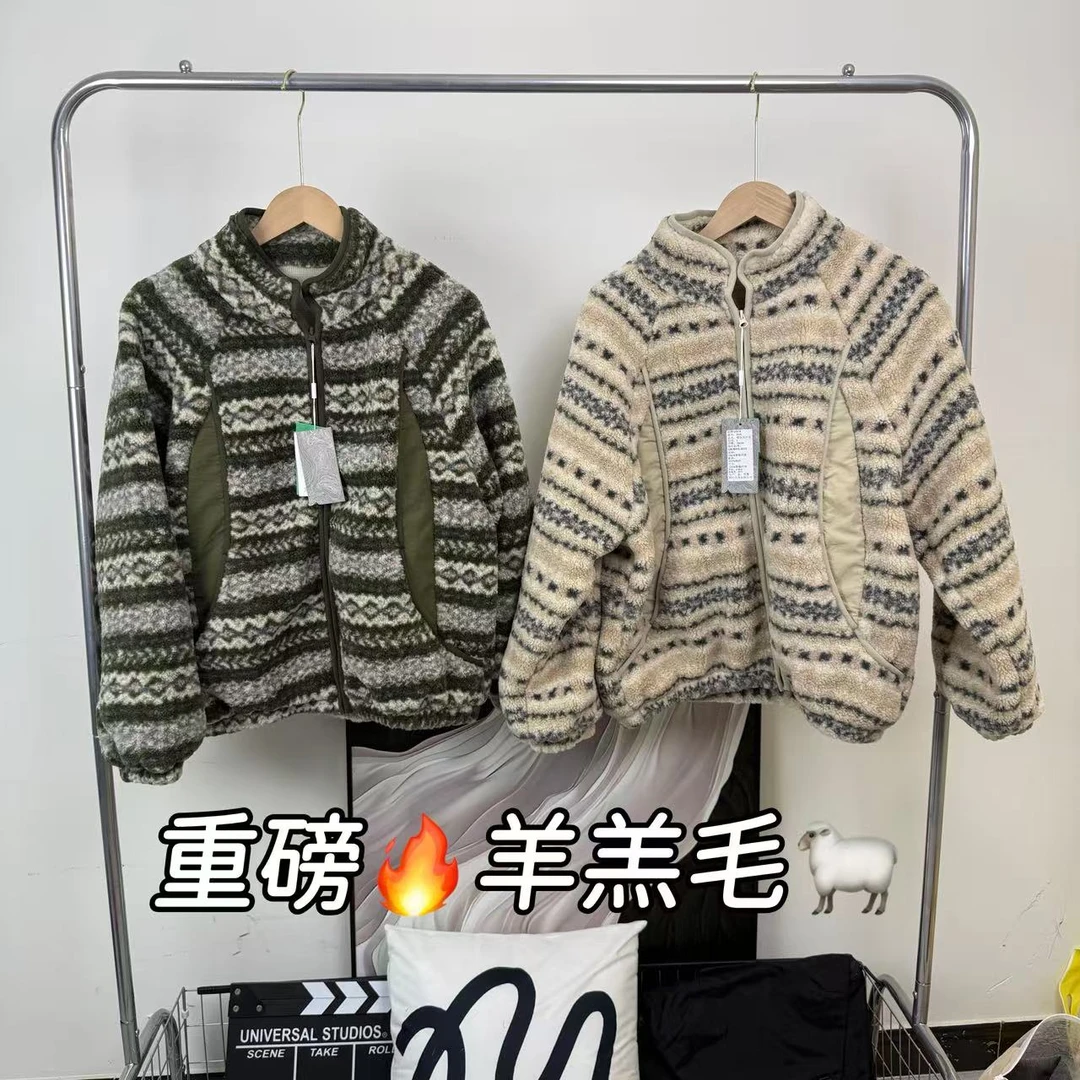 渠道好货！复古费尔岛风外套女秋冬拉链绒感夹克韩版宽松毛绒外套