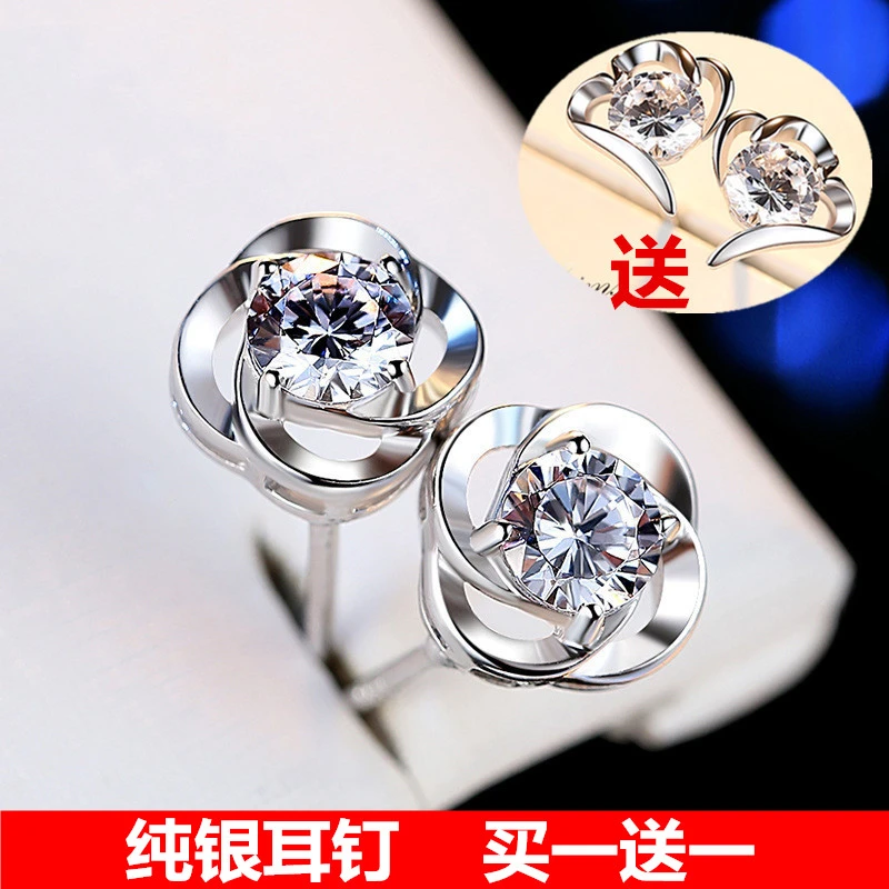 纯银耳钉999银耳针轻奢简约2025年新款潮气质韩国网红免摘养耳洞