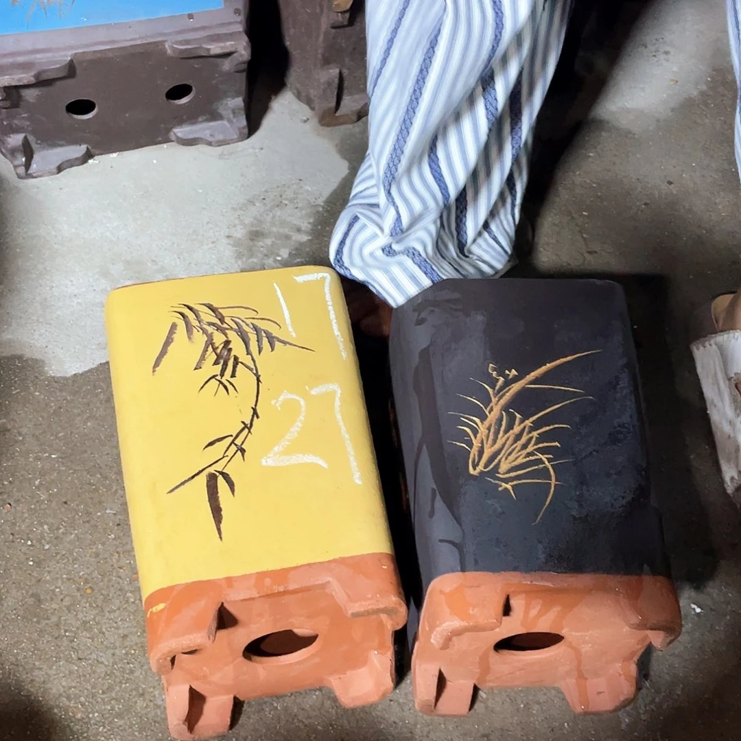 17黄四方+17黑四方花盆紫砂花盆