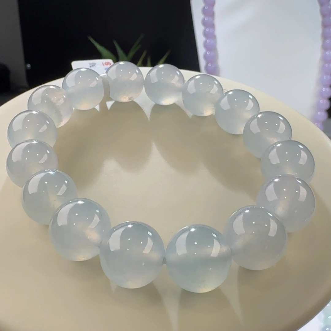 翡翠手链未镶嵌冰蓝底单圈卡12.5-13