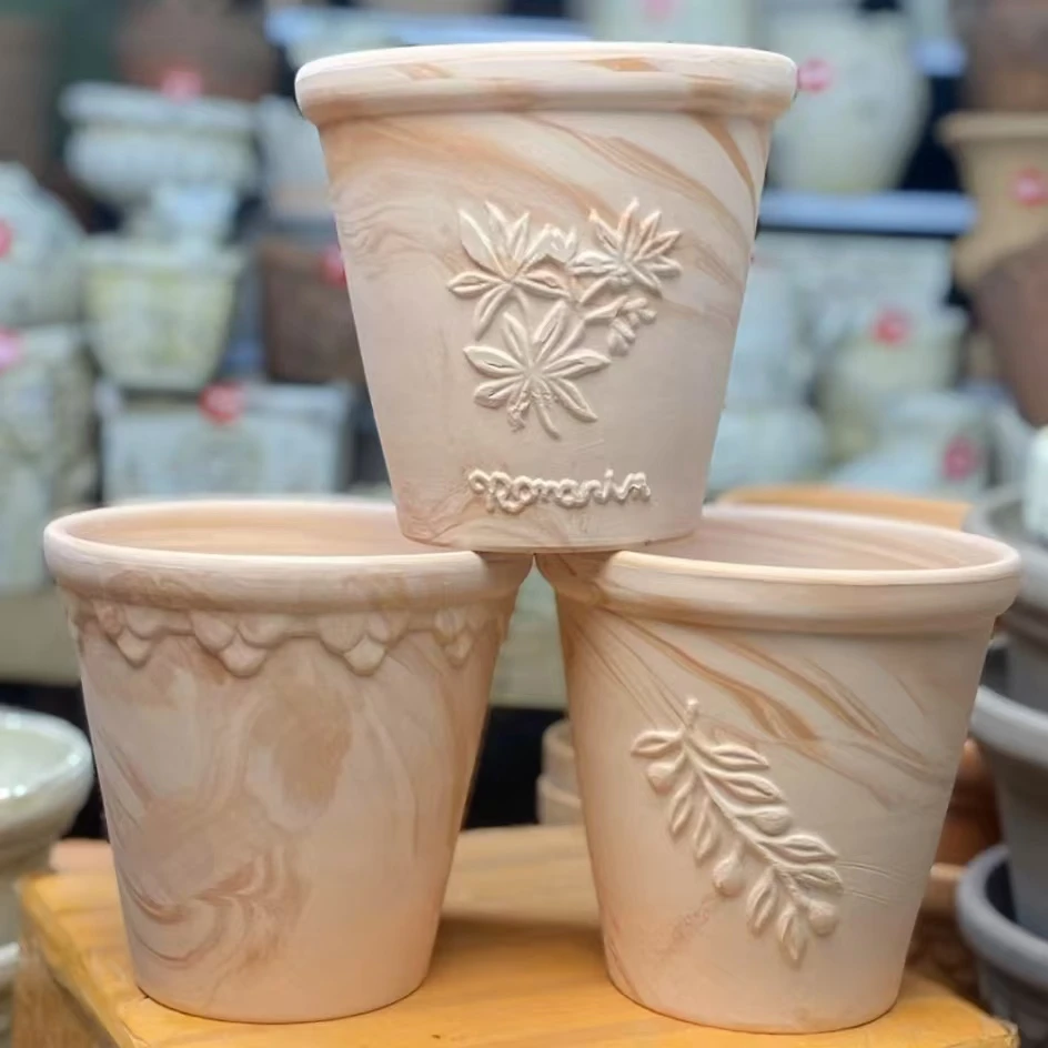 玛奇朵浮雕巴洛克花边多肉盆花盆陶土秋海棠风高颜值吸水透气