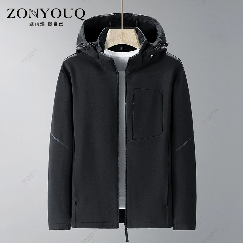 ZONYOUQ户外防风软壳冲锋衣男士秋季抓绒运动大码保暖夹克外套