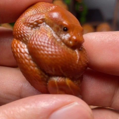 橄榄核把件蛇单子竹环穿配3.3左右