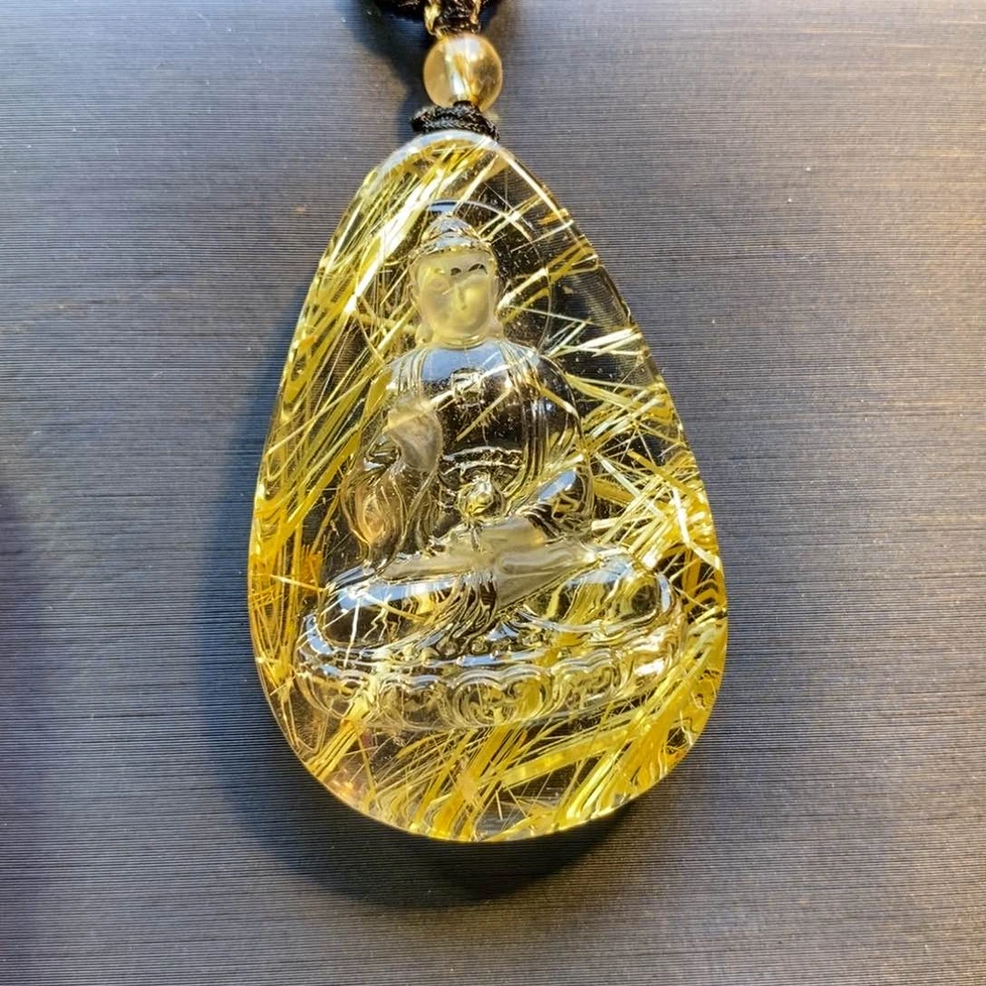 水晶颈饰未镶嵌天然钛晶佛祖吊坠