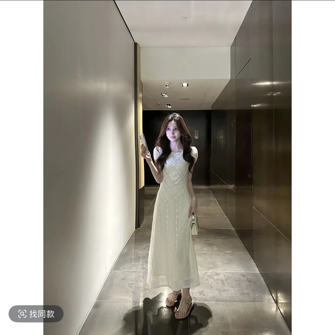 星仔-月光芭伊夏季法式百搭时尚修身显瘦中长款连衣裙5329