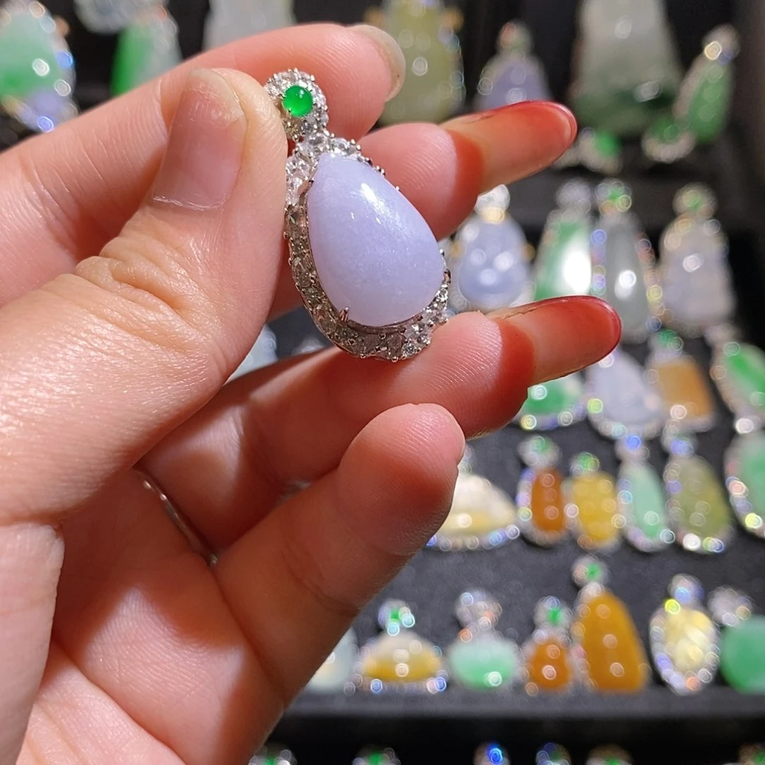 颈饰银S925镶嵌翡翠天然翡翠