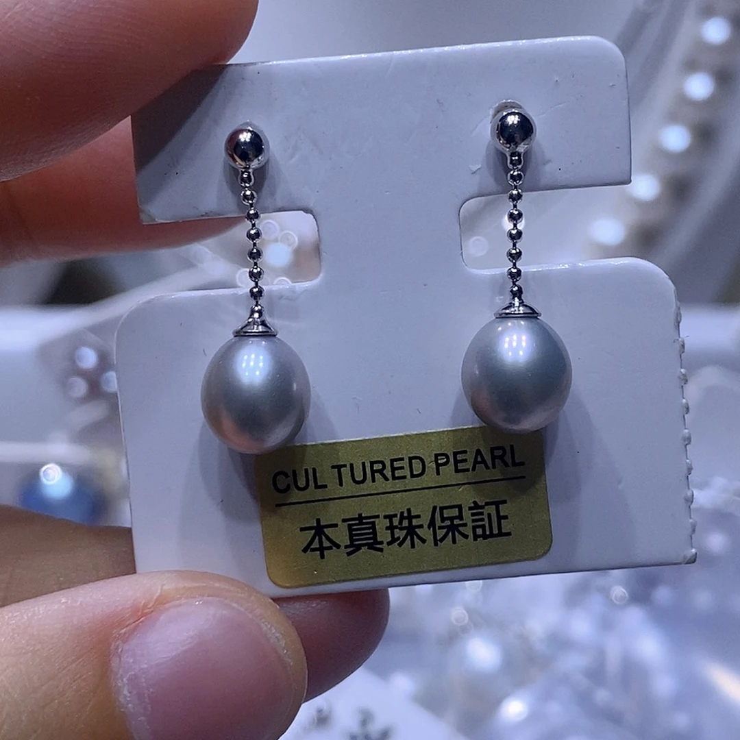 银S925镶嵌淡水珍珠耳钉