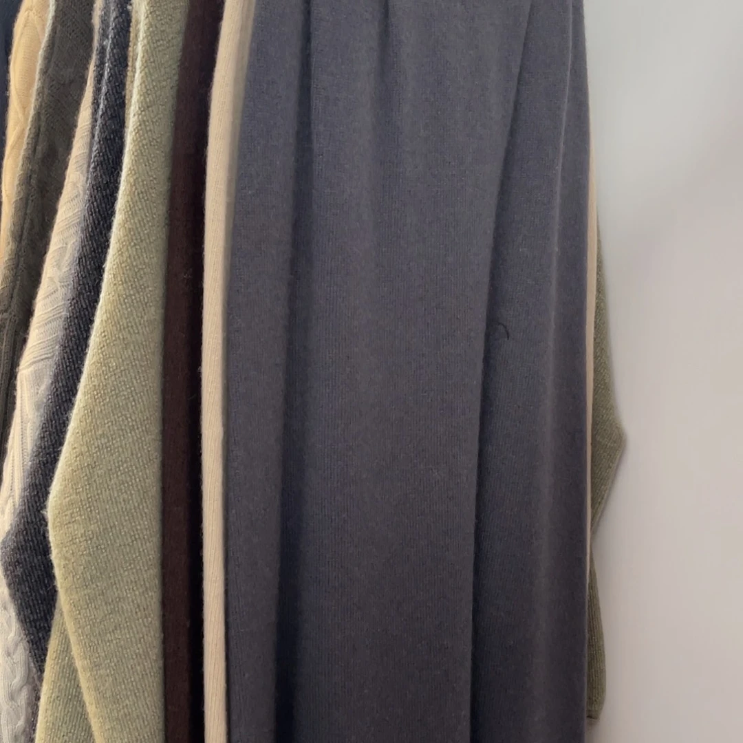 捏褶 羊绒 半身裙