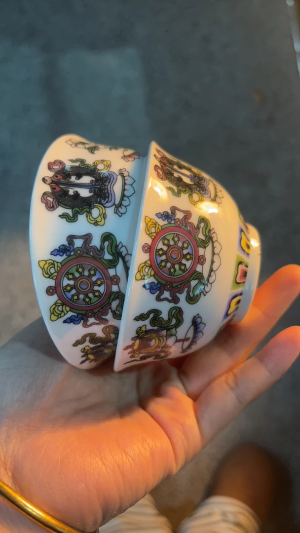 景德镇高温陶瓷八宝杯子2个