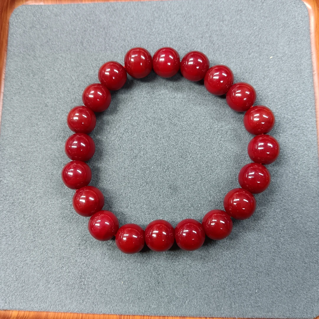 M311号-卡10mm牛红色圆珠手串