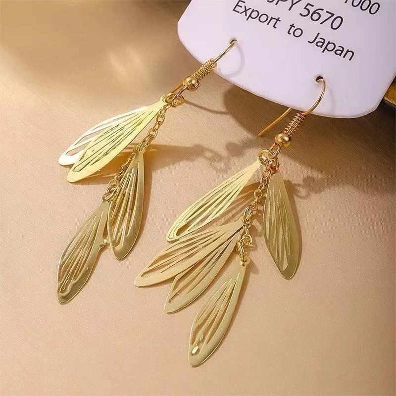 铜合金耳饰 天使之翼流苏耳环新款爆款高级感时尚气质YF692