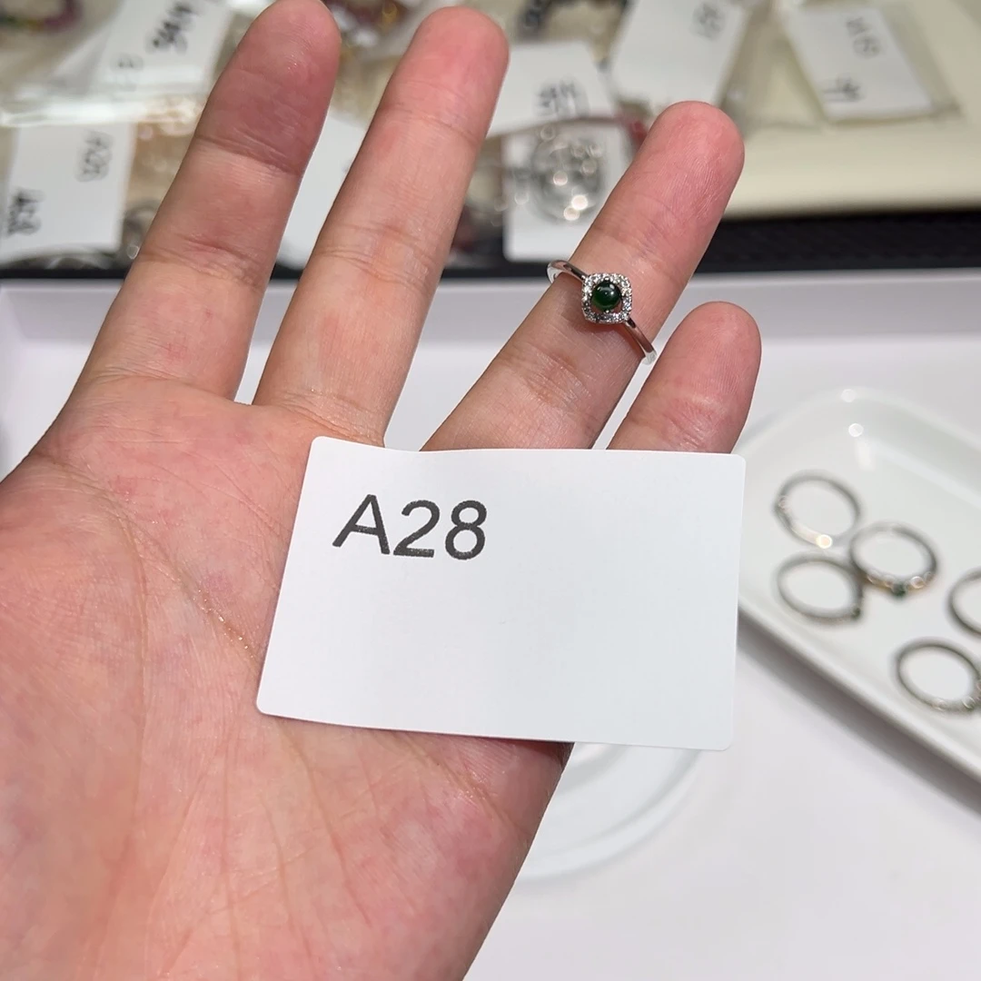 翡翠银S925镶嵌戒指A28