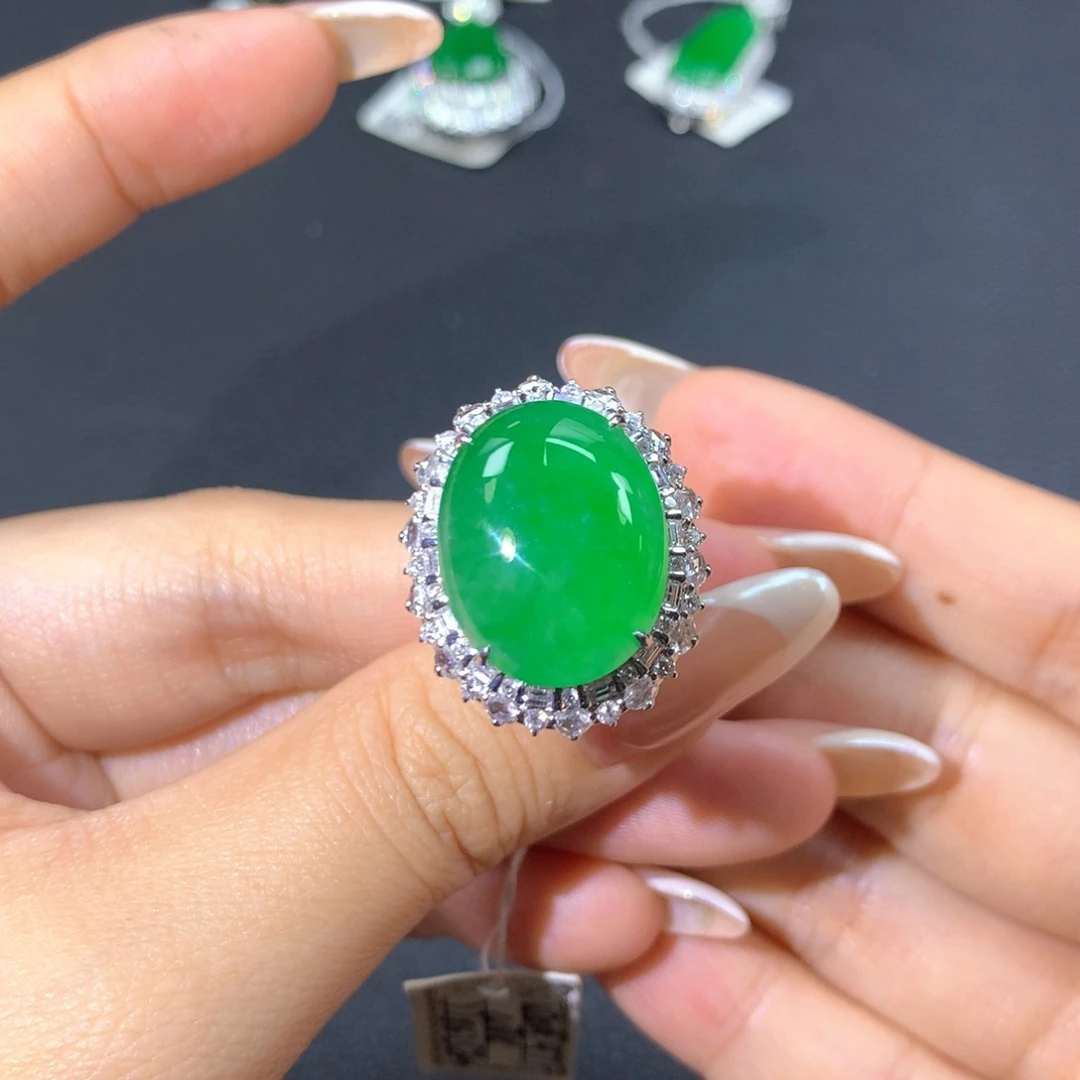 翡翠戒指18K金镶嵌两用款