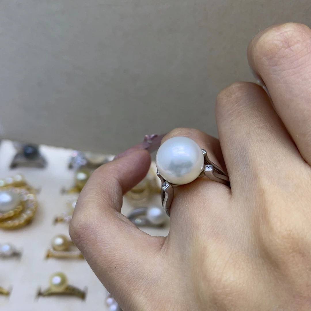 银S925镶嵌海水珍珠戒指