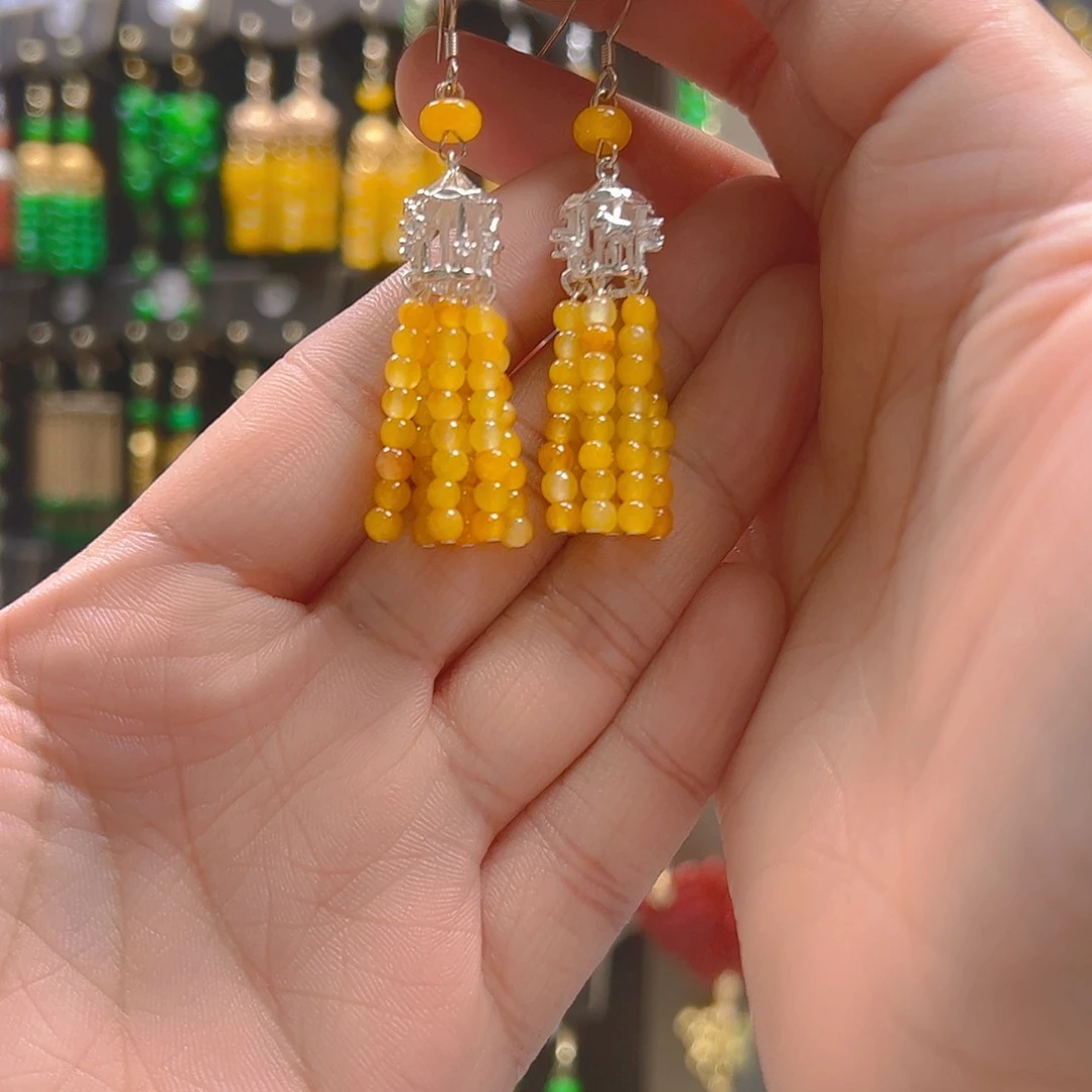 翡翠银S925镶嵌耳饰翡翠