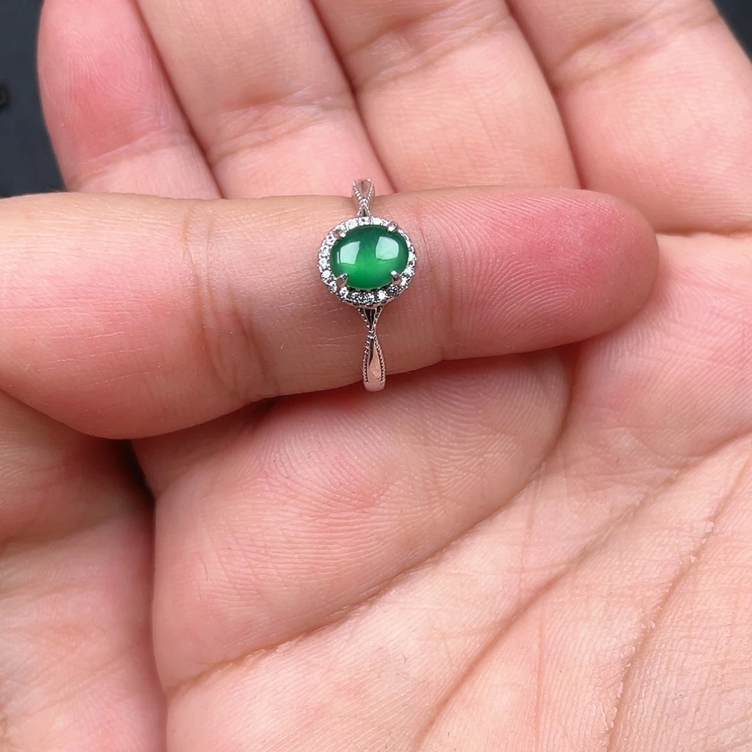 翡翠银S925镶嵌耳饰