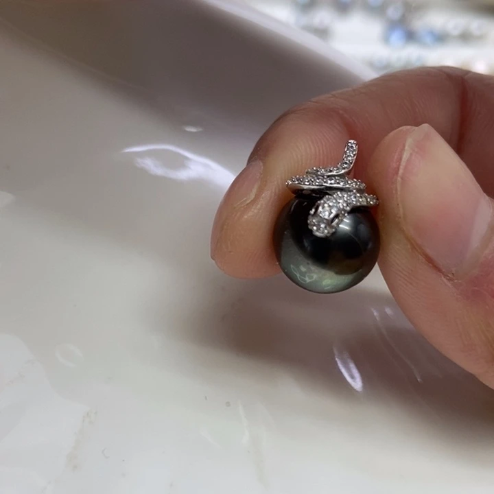 海水珍珠吊坠(不含链)银S925镶嵌