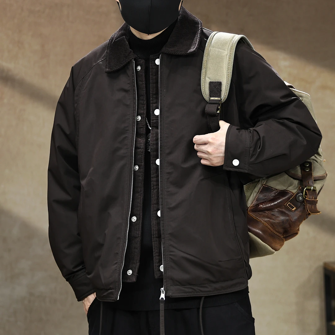 设计感假两件拼接翻领90鸭绒羽绒服男冬季新款保暖防寒情侣外套潮