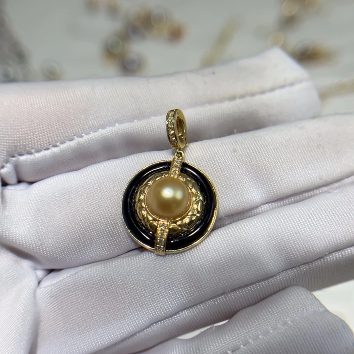 海水珍珠吊坠(不含链)18K金镶嵌
