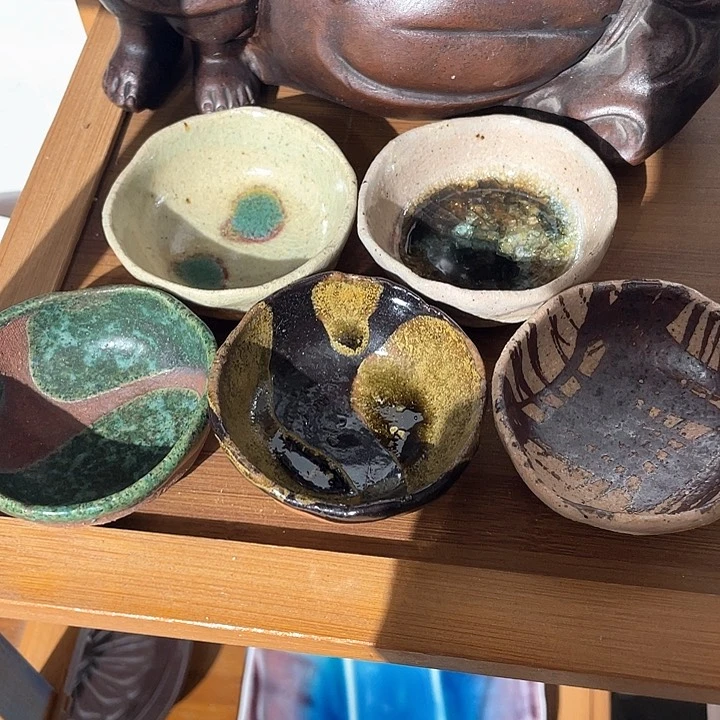 紫砂184全新织布烧手捏胎粗陶手写款五色主人杯