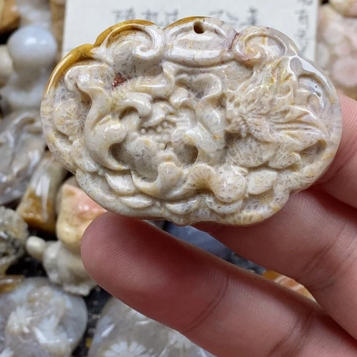 颈饰未镶嵌硅化珊瑚（珊瑚玉）