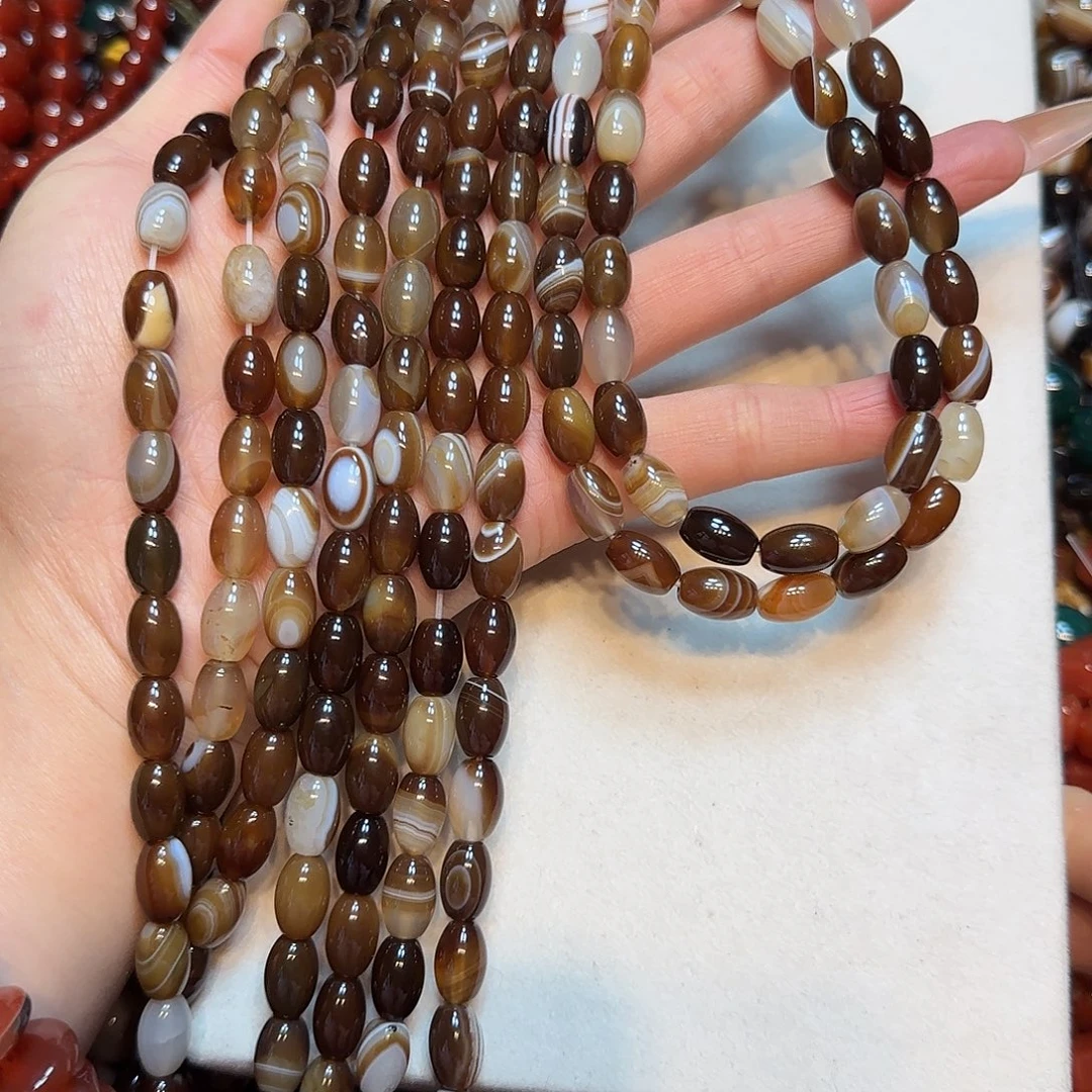 玛瑙/玉髓未镶嵌珠宝半成品美拉德米珠8✖️12mm一条