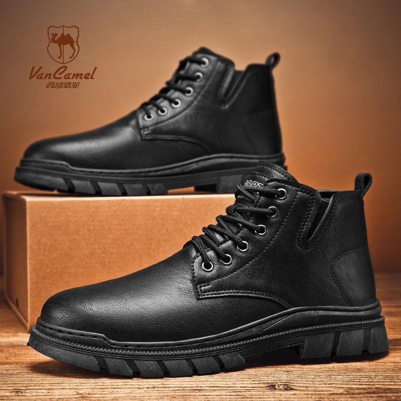 西域骆驼马丁靴青春潮流时尚运动风薄款单鞋男鞋英伦风工装靴四季