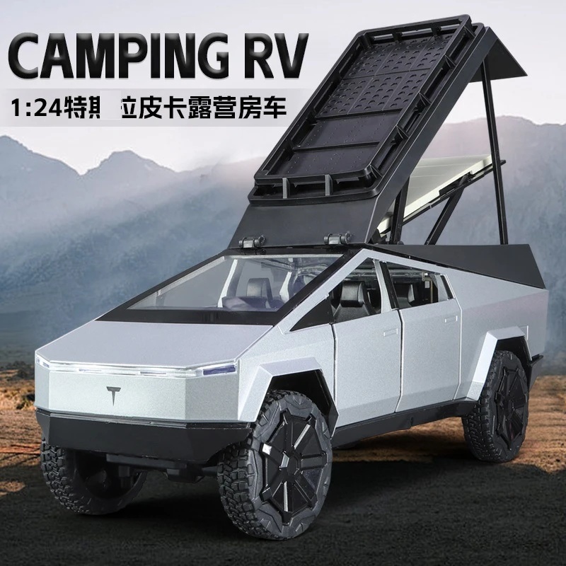 特思皮卡露营房车合金车模型仿真汽车模型玩具车1:24精致收藏摆件
