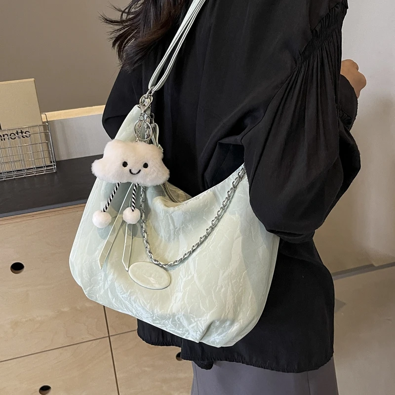 休闲大容量包包女2025新款春夏学生上课通勤包百搭单肩斜挎托特包