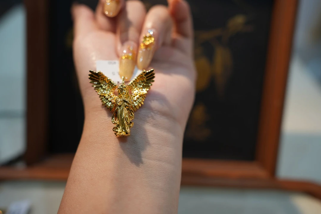 足金999天使之翼点钻吊坠小天使翅膀足金吊坠可做毛衣链女神吊坠