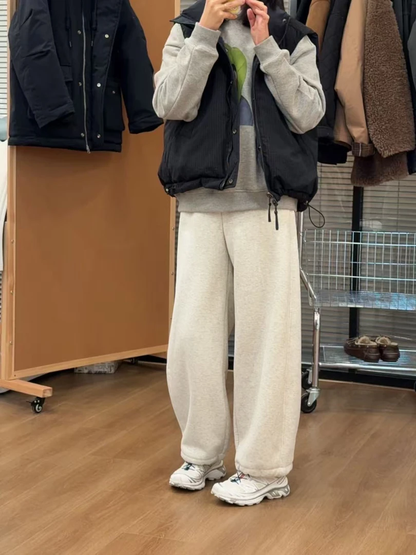 年糕厚绒蓄热一条过冬显瘦休闲卫裤（裤脚有抽绳）