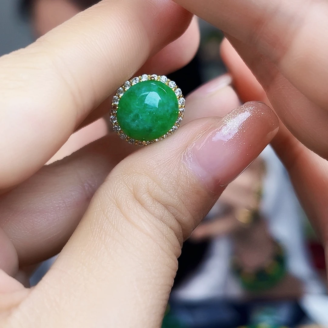 翡翠银S925镶嵌颈饰戒指