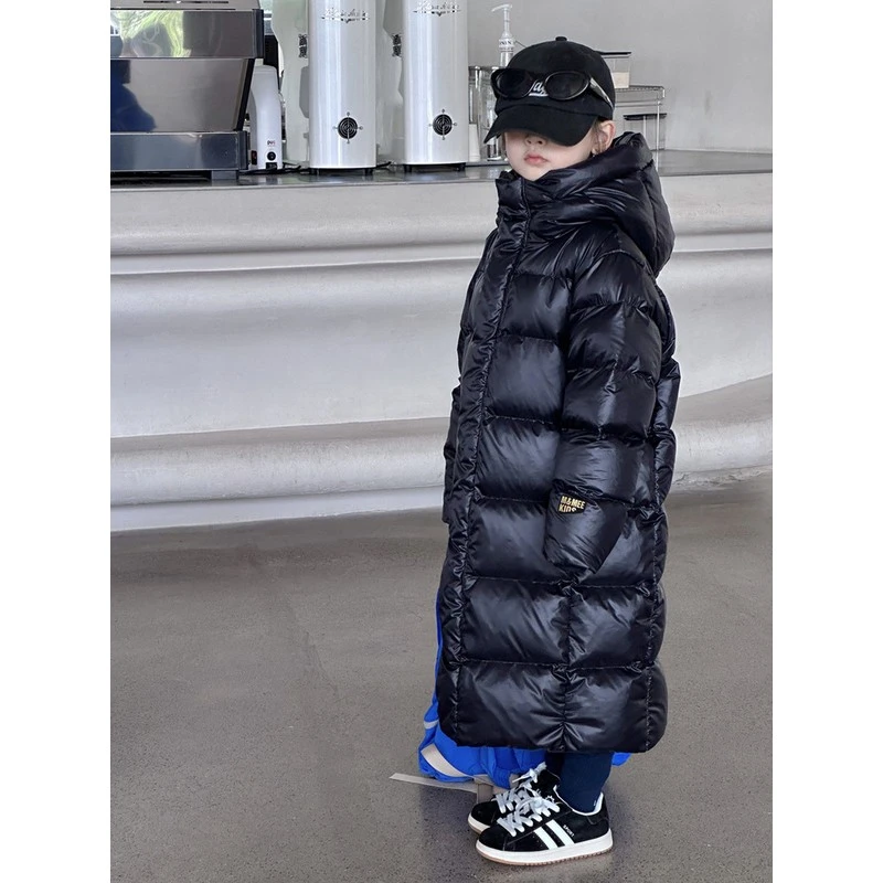 巴拉巴拉男孩女孩黑金长款儿童羽绒服男童女童宝宝过膝保暖加厚童