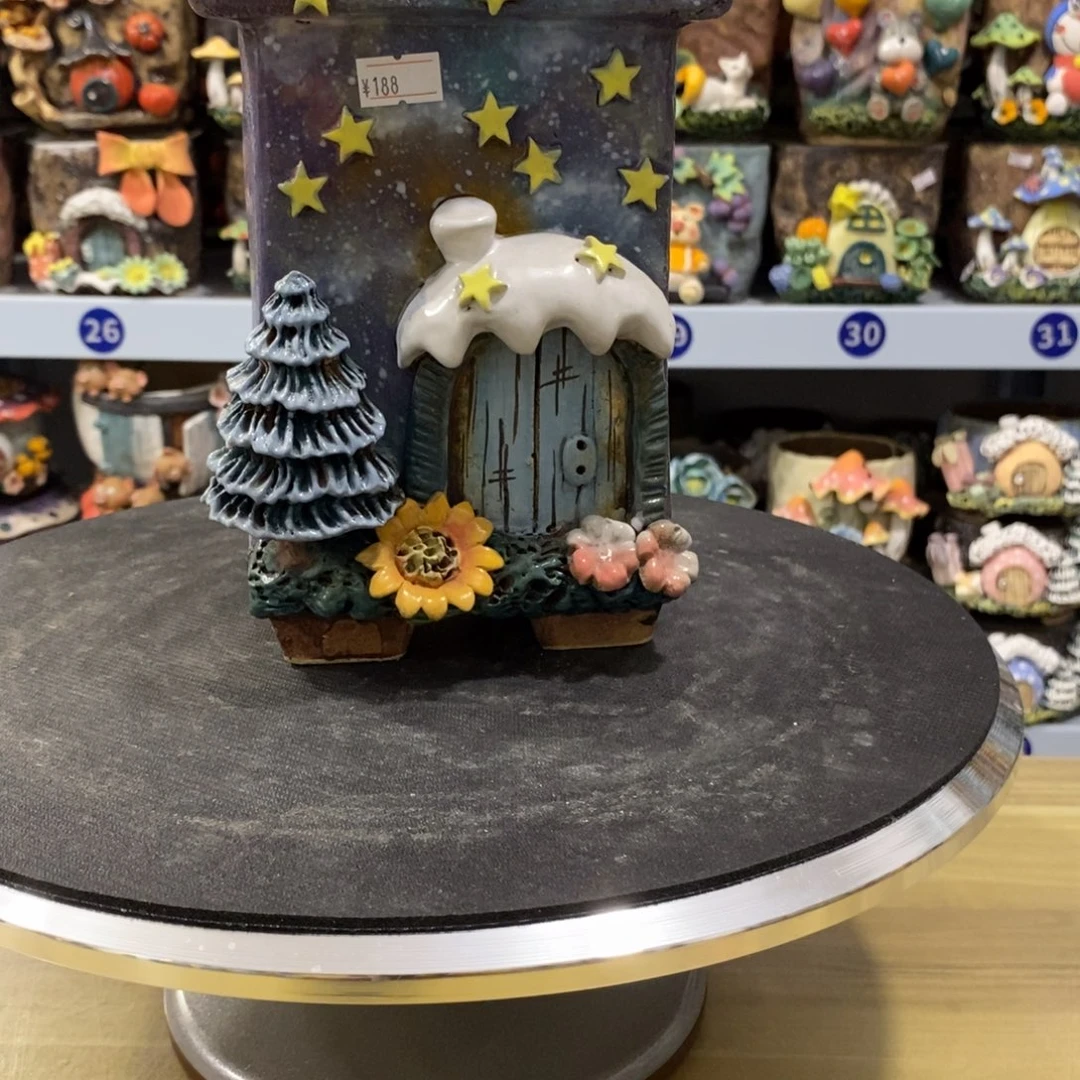 白狐粗陶手捏花盆