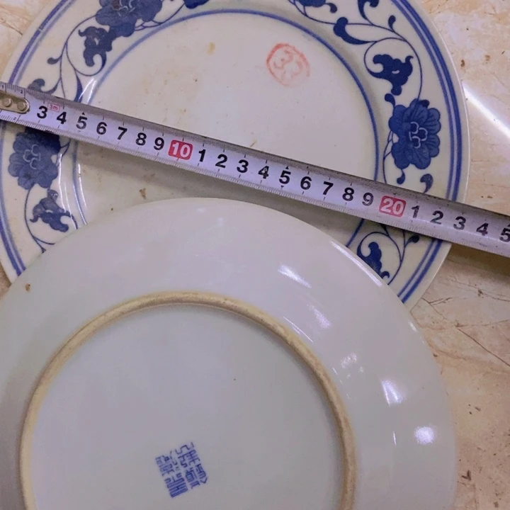 陶2个22.5厘米芙蓉花平盘景德镇